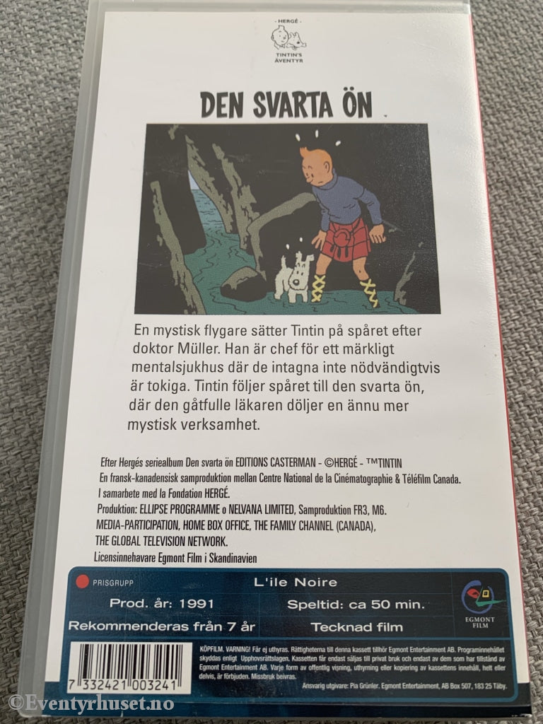 Hergé: Tintin. Den Svarta Ön. 1991. Vhs. Svensk Tale. Vhs