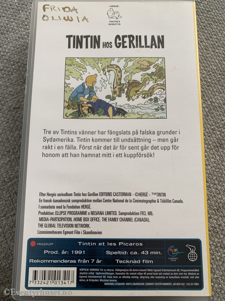 Hergé: Tintin Hos Gerillan. 1991. Vhs. Svensk Tale. Vhs