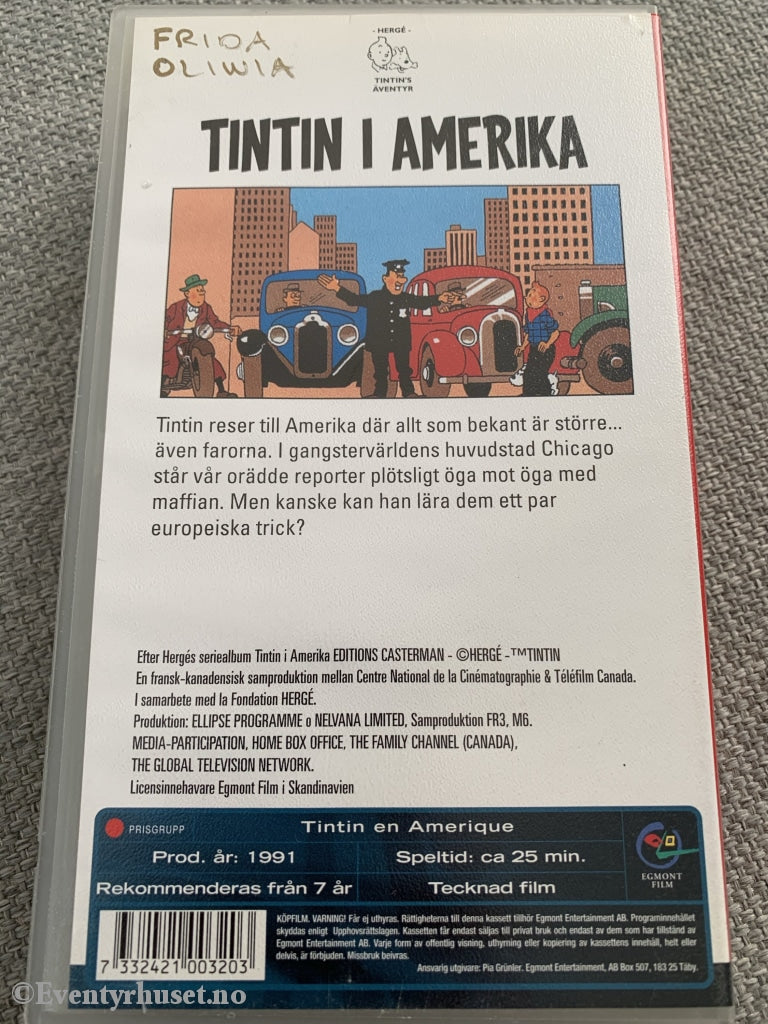 Hergé: Tintin I Amerika. 1991. Vhs. Svensk Tale. Vhs