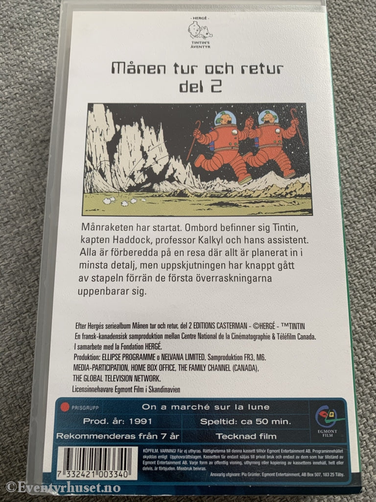 Hergé: Tintin. Månen Tur Och Retur Del 2. 1991. Vhs. Svensk Tale. Vhs