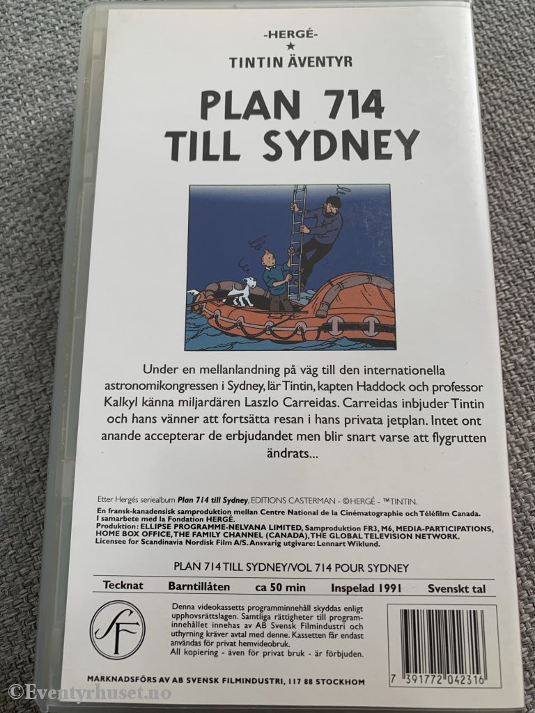 Hergé: Tintin. Plan 714 Till Sydney. 1991. Vhs. Svensk Tale. Vhs