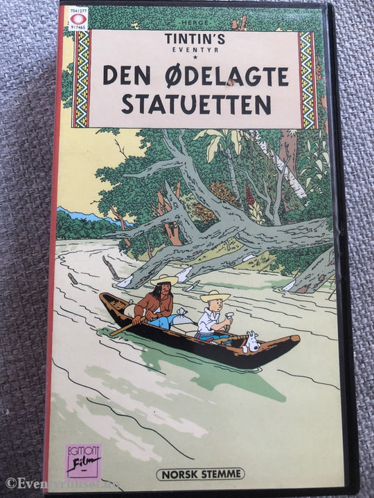 Hergé: Tintins Eventyr - Den Ødelagte Statuetten. 1991. Vhs. Vhs