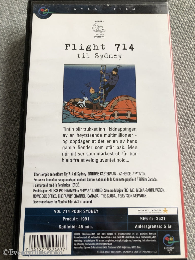 Tintins Eventyr. Flight 714 Til Sydney. 1991. Vhs. Vhs