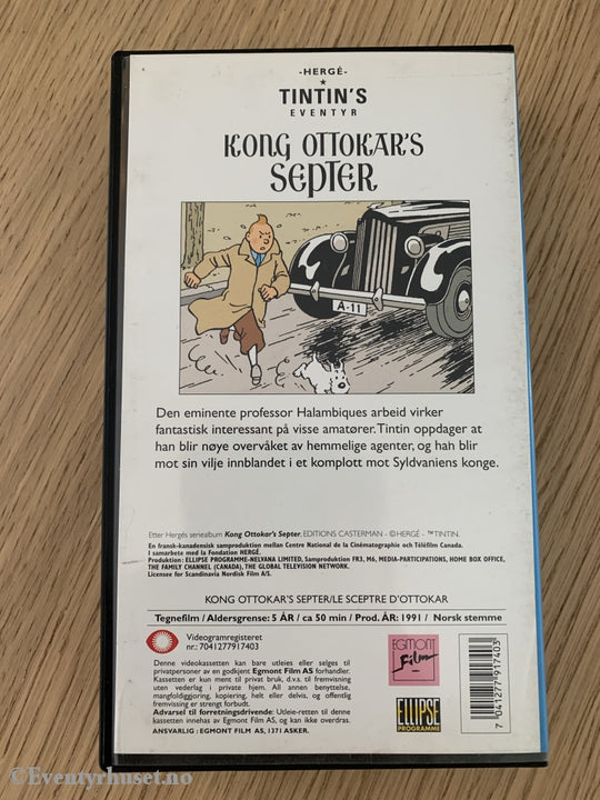 Hergé: Tintins Eventyr. Kong Ottokars Septer. 1991. Vhs. Vhs