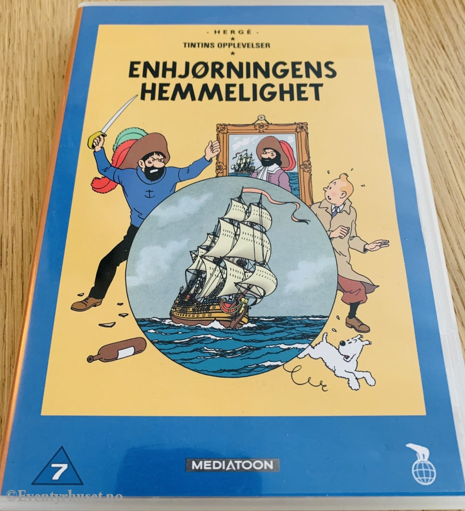 Hergé. Tintins Opplevelser. Enhjørningens Hemmelighet. 1991. Dvd. Dvd