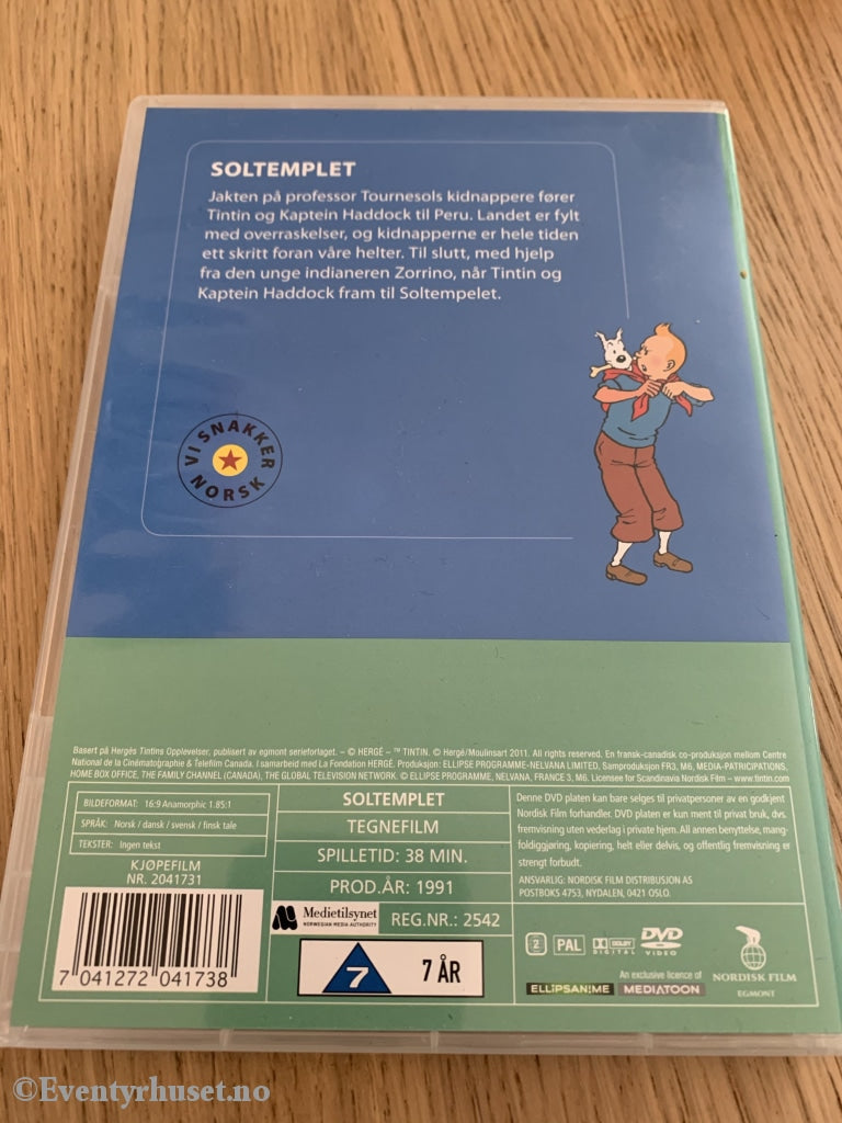 Hergé. Tintins Opplevelser. Soltempelet. 1991. Dvd. Dvd