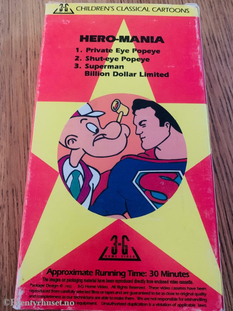 Hero-Mania (Children’s Classical Cartoons) 1985 .VHS slipcase.