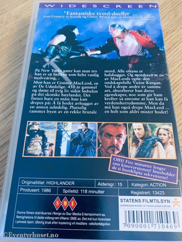 Highlander. 1986. Vhs. Vhs
