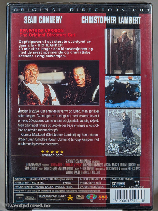 Highlander 2: The Renegade Version (1991). DVD. Ny i plast!