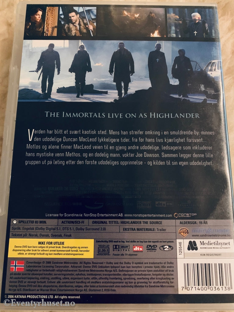 Highlander - The Source. Dvd. Dvd