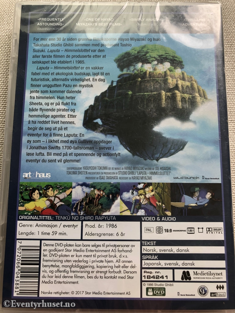 Himmelslottet - Laputa. 1986. Av Hayao Miyazaki. Dvd. Ny I Plast. Dvd