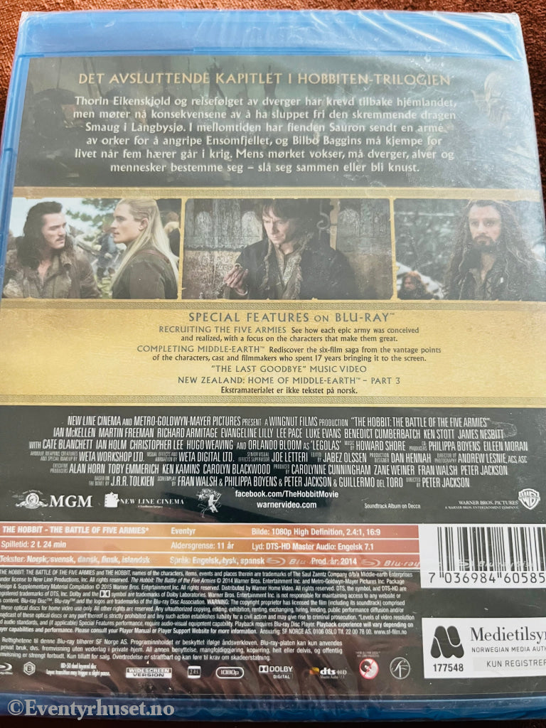 Hobbiten - Femhærerslaget. Blu-Ray Ny I Plast! Blu-Ray Disc