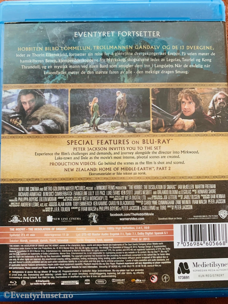 Hobbiten - Smaugs Ødemark. Blu-Ray. Blu-Ray Disc