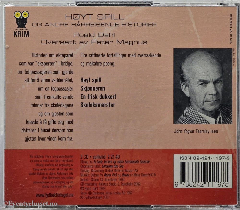 Høyt spill og andre hårreisende historier – Roald Dahl. 2003. Lydbok på CD.