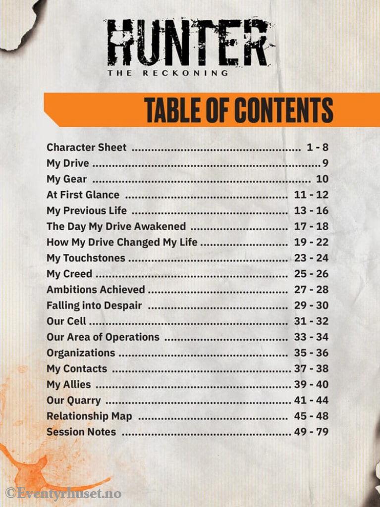 Hunter: The Reckoning 5th Edition RPG Journal Expanded Character Sheet Journal *Englische Version* Games
