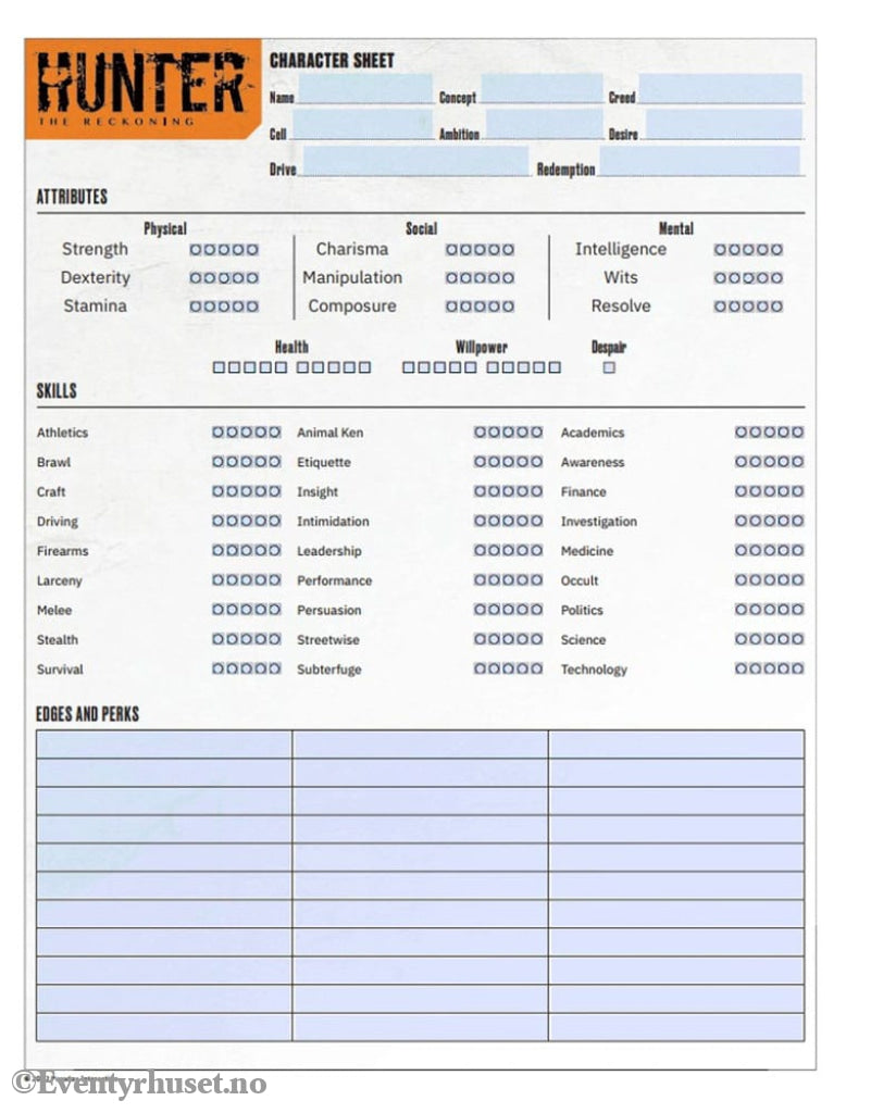 Hunter: The Reckoning 5th Edition RPG Journal Expanded Character Sheet Journal *Englische Version* Games