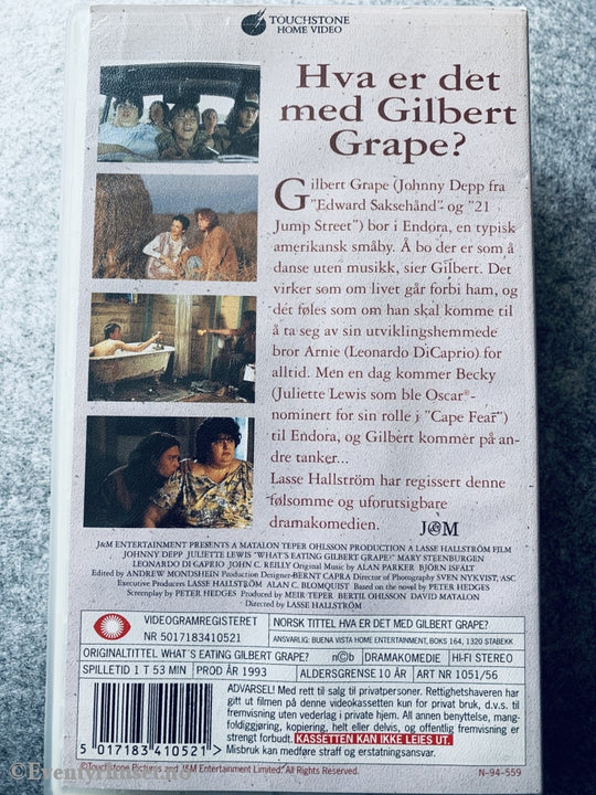 Hva Er Det Med Gilbert Grape 1993. Vhs Ny I Plast!