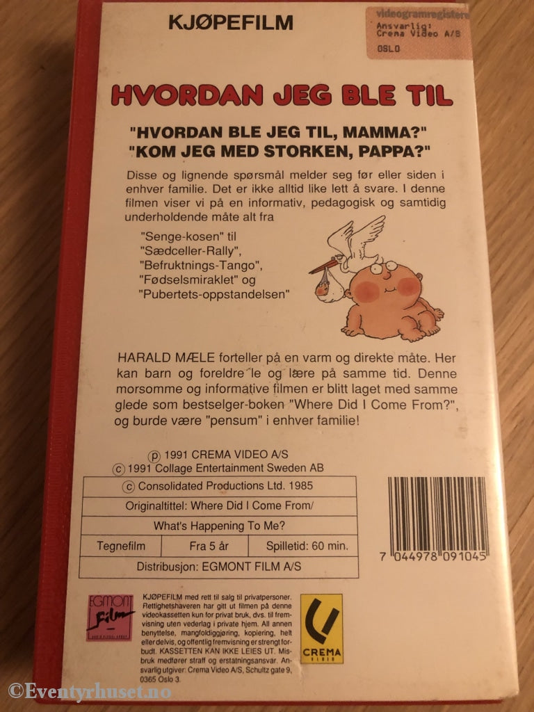 Hvordan Jeg Ble Til. 1991. Vhs. Vhs