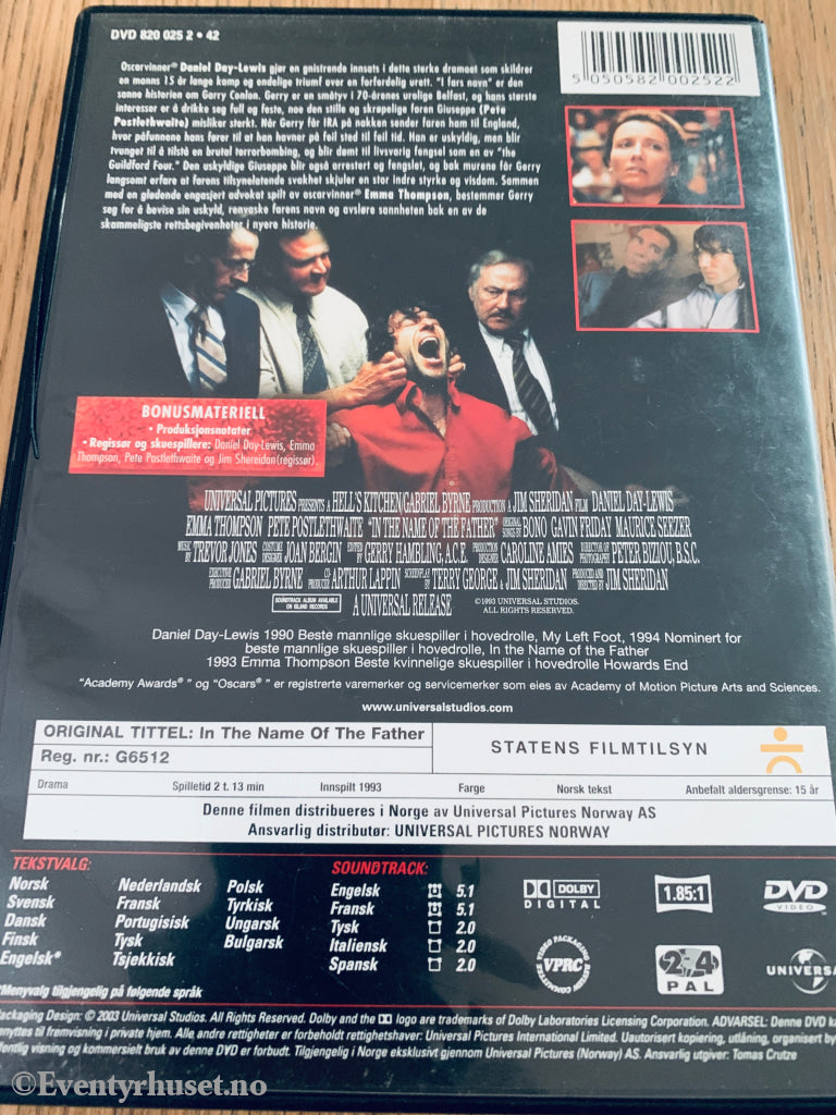I fars navn (1993). DVD.