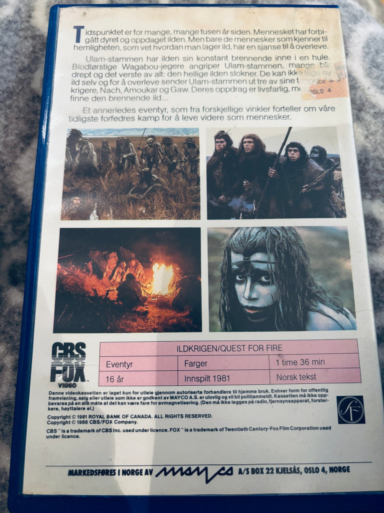 Ildkrigen. 1981. VHS Big Box. Fortelling