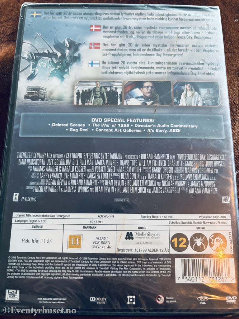 Independence Day: Resurgence (2016). DVD. Ny i plast!