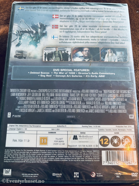 Independence Day: Resurgence (2016). DVD. Ny i plast!