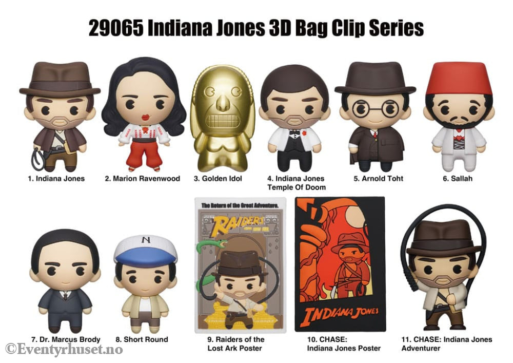 Indiana Jones 3D PVC Bag Clips Display (24) Fashion & Accessories