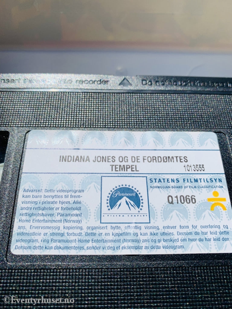 Indiana Jones Og De Fordømtes Tempel. 1984. Vhs (Widescreen Thx).