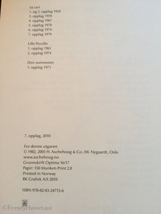 Inger Hagerup. 2010 (1982). Så Rart. Barnevers