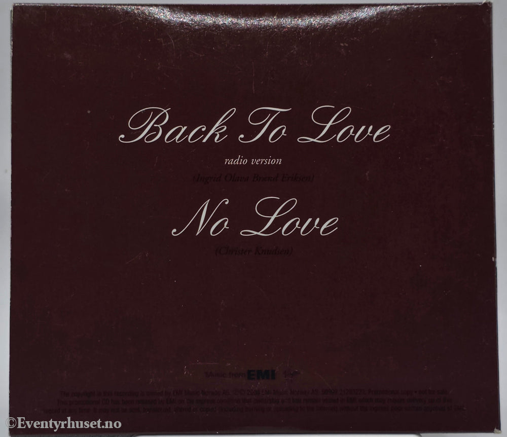 Ingrid Olava. 2009. Back To Love. CD.