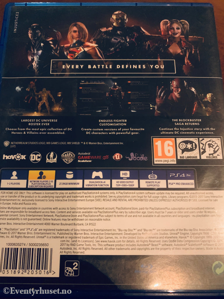 Injustice 2. Playstation PS4-spill.