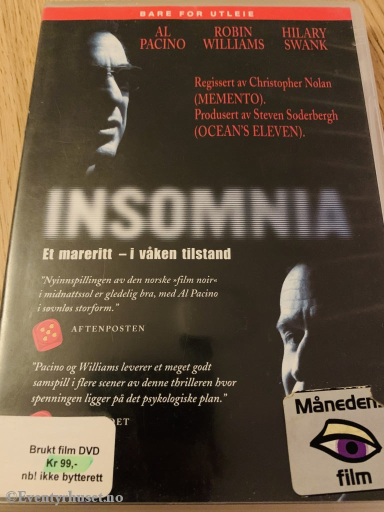 Insomnia. 2002. Dvd Utleiefilm.