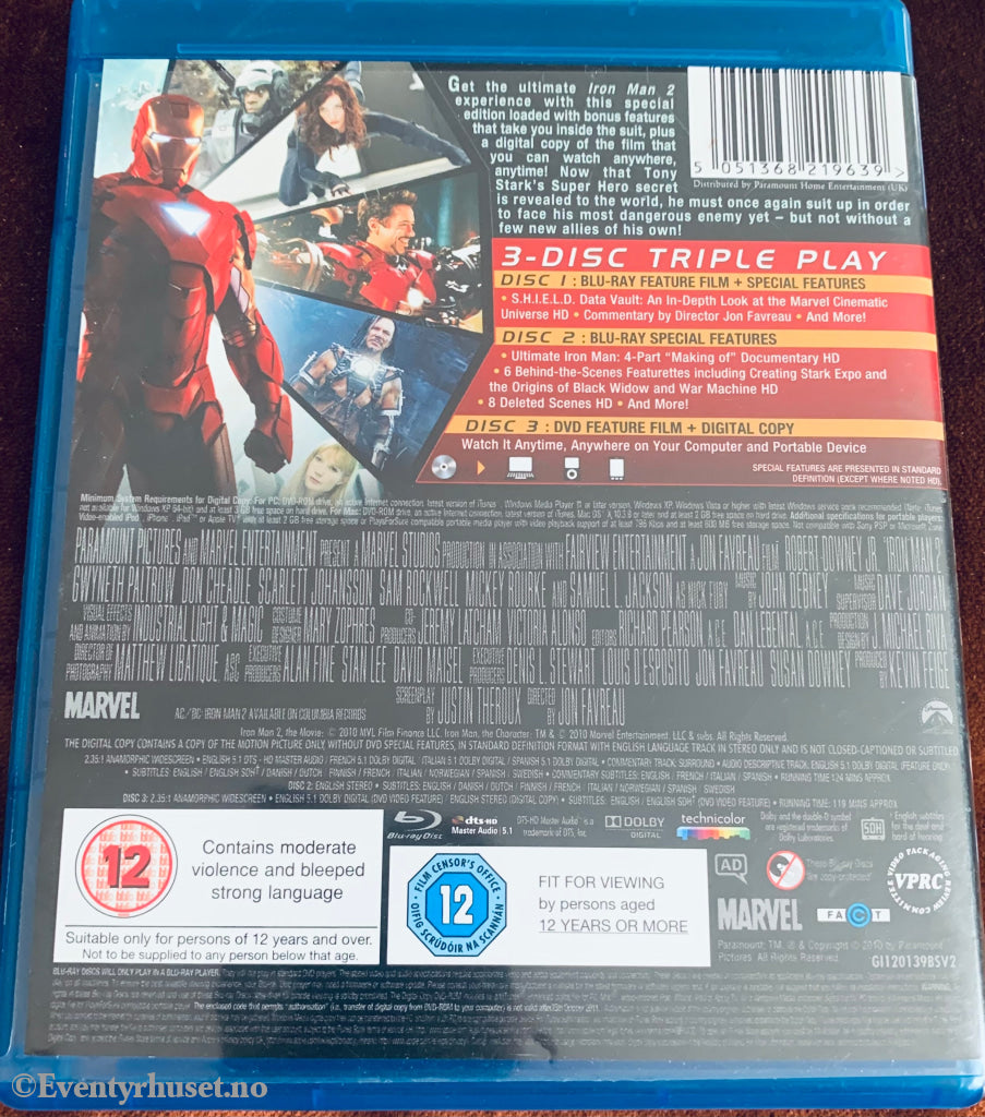 Iron Man 2. Blu-Ray Triple Play. Disc