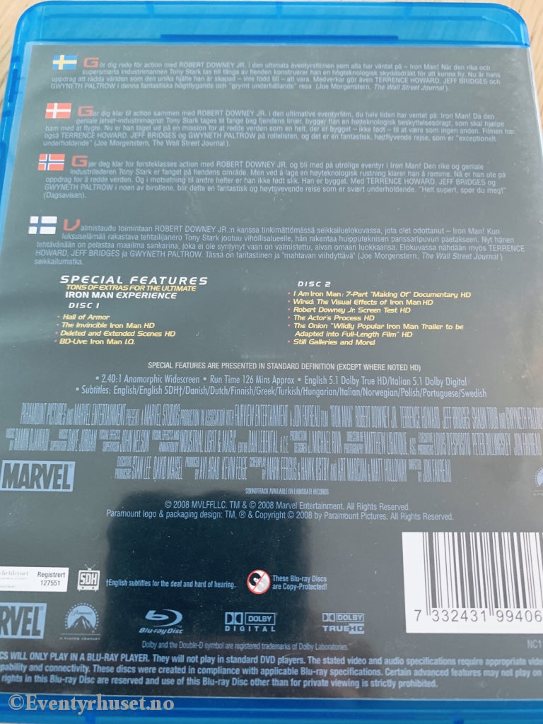 Iron Man. Blu-Ray. Blu-Ray Disc