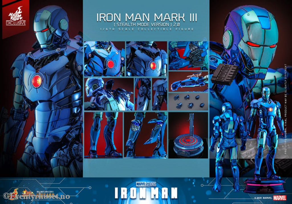 Iron Man Movie Masterpiece Diecast Action Figure 1/6 Iron Man Mark III (Stealth Mode Ver.) 2.0 Hot Toys Exclusive 33 cm