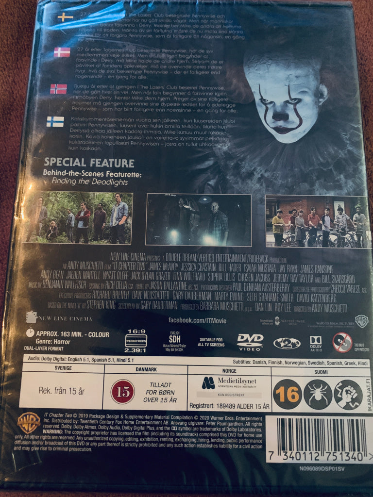 IT. Part Two. 2019. DVD. Ny i plast! DVD