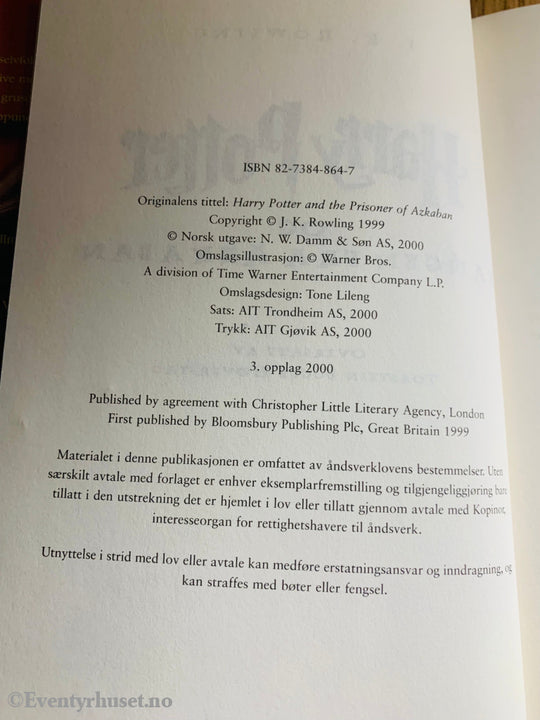 J. K. Rowling. 1999/00. Harry Potter Og Fangen Av Azkaban. Fortelling