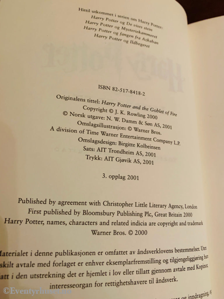 J. K. Rowling. 2000/01. Harry Potter Og Ildbegeret. Fortelling