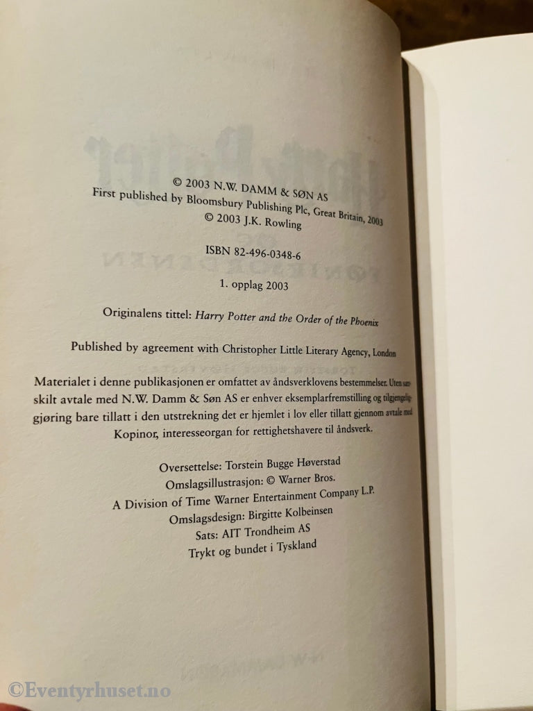 J. K. Rowling. 2003. Harry Potter Og Føniksordenen. Fortelling
