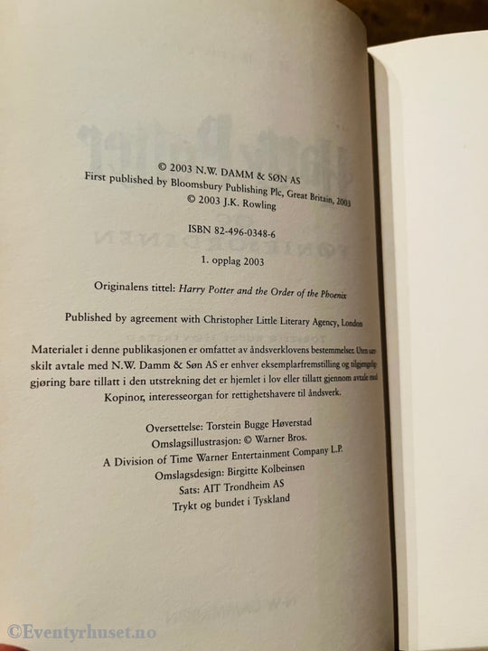 J. K. Rowling. 2003. Harry Potter Og Føniksordenen. Fortelling