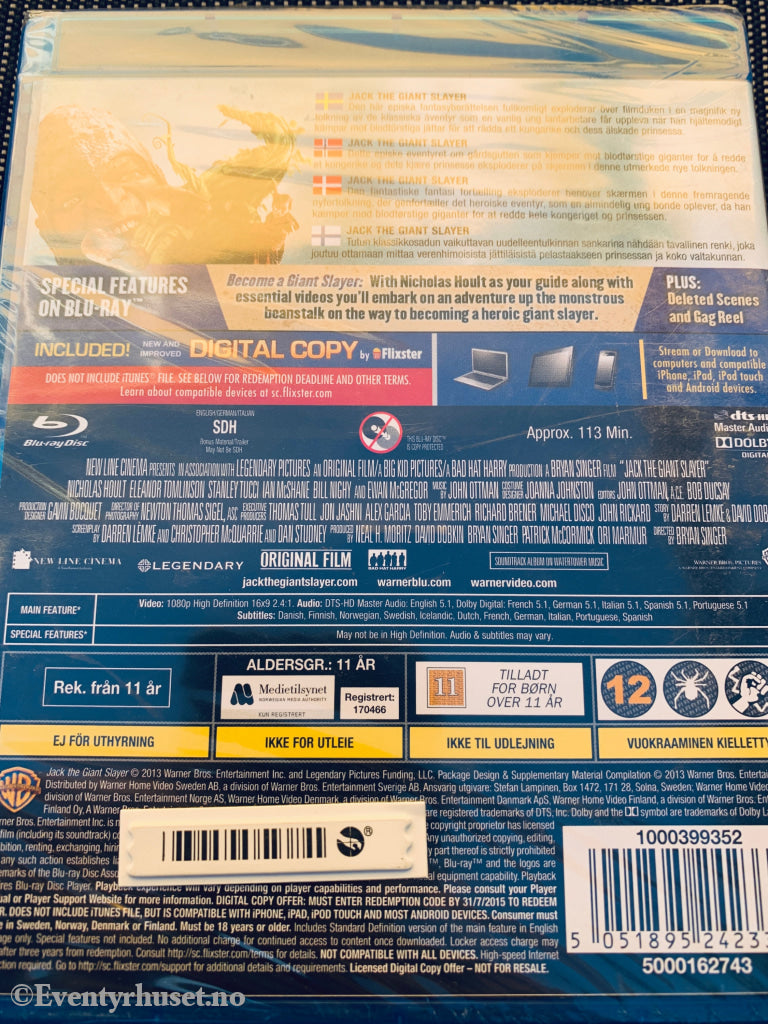 Jack the Giant Slayer. Blu-ray. Ny i plast!