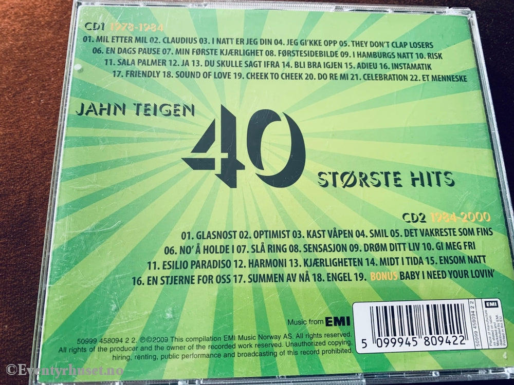 Jahn Teigen - 40 Største Hits. Cd. Cd