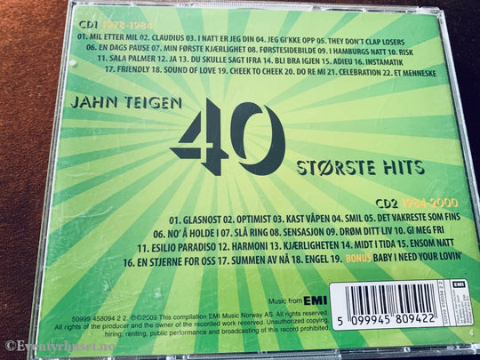 Jahn Teigen - 40 Største Hits. Cd. Cd