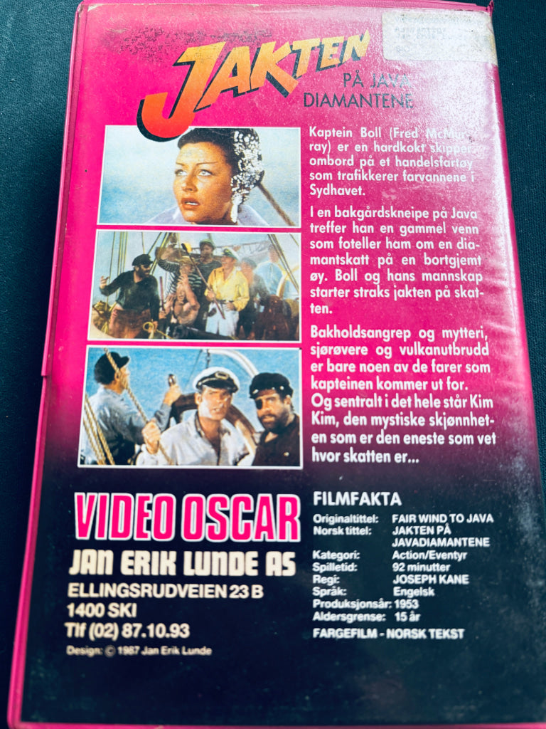 Jakten på Javadiamantene. 1953. VHS Big Box. VHS Big Box