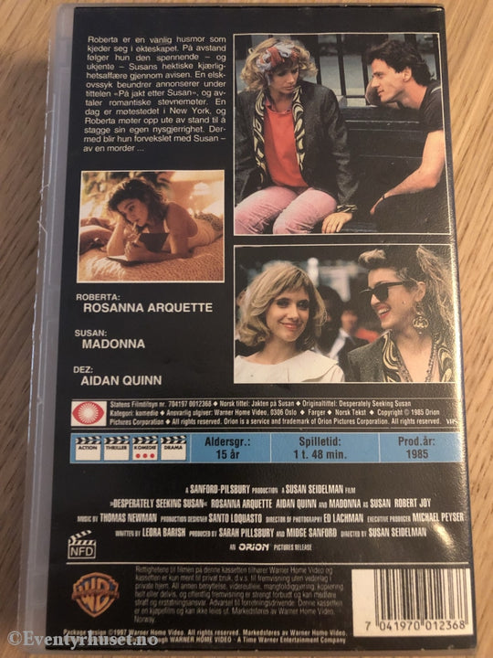 Jakten På Susan. 1985. Vhs. Vhs