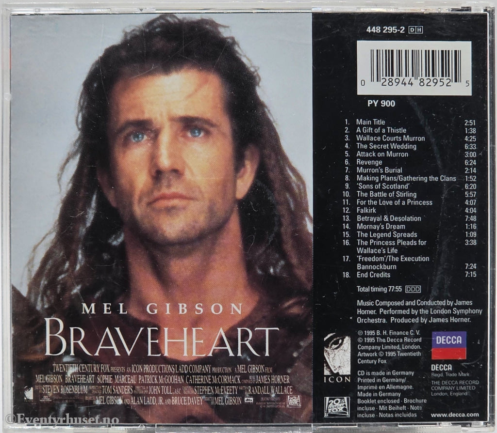 James Horner (1995) - Braveheart (Soundtrack). Musikk-CD.