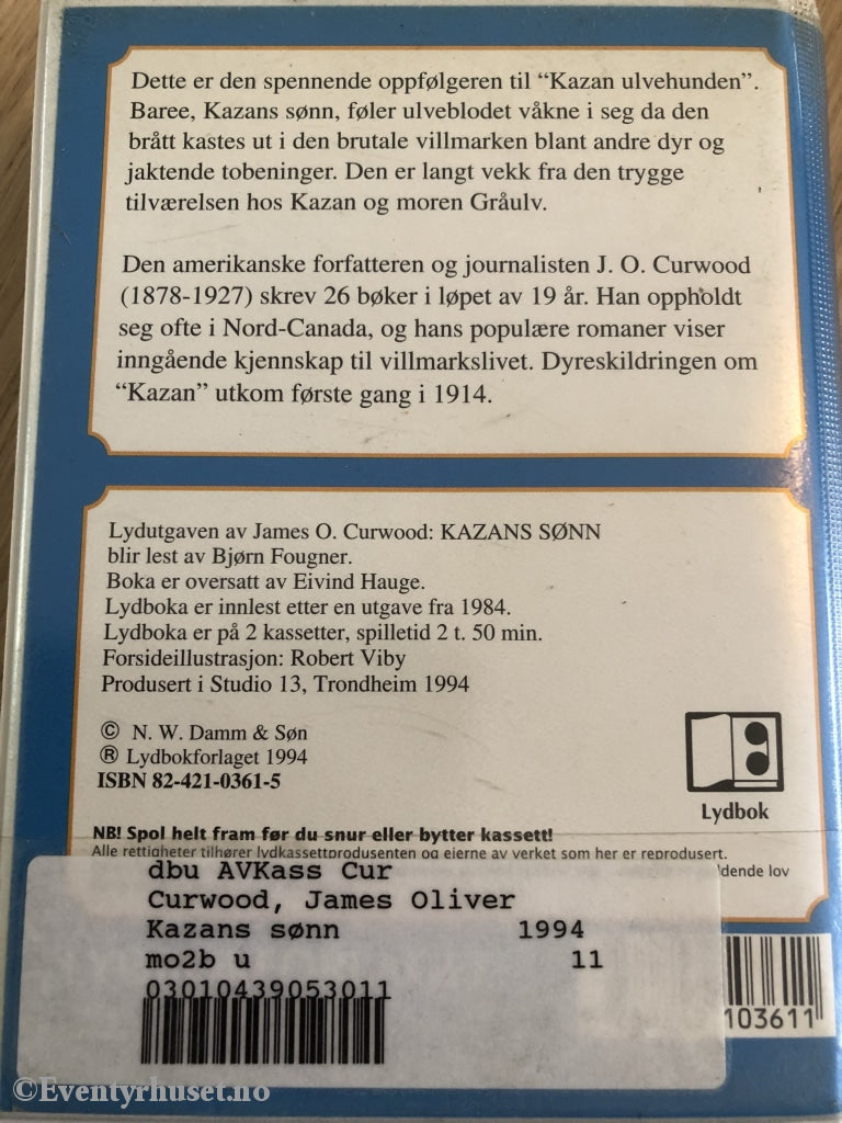 James Oliver Curwood. 1994. Kazans Sønn. Kassettbok På 2 Kassetter.