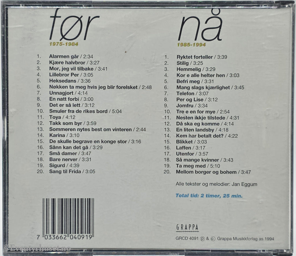 Jan Eggum. 1994. Mang slags kjærlighet - 40 sanger. CD.