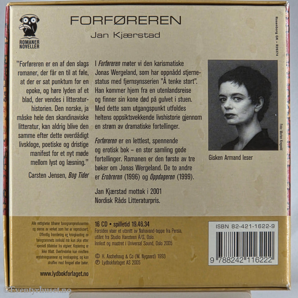 Jan Kjærstad 1993 Forføreren. Lydbok på CD. Universal Pictures / CIC Video