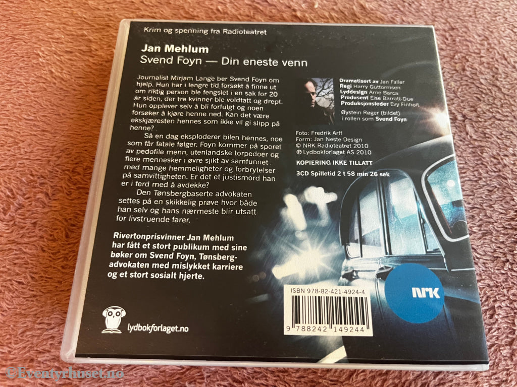 Jan Mehlum. 2008. Din eneste venn. Lydbok på CD.